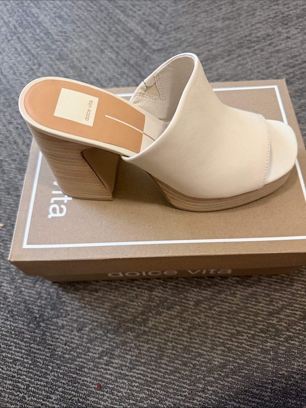 Dolce Vita Ivory  Open-Toe Platform Block Heel Mule